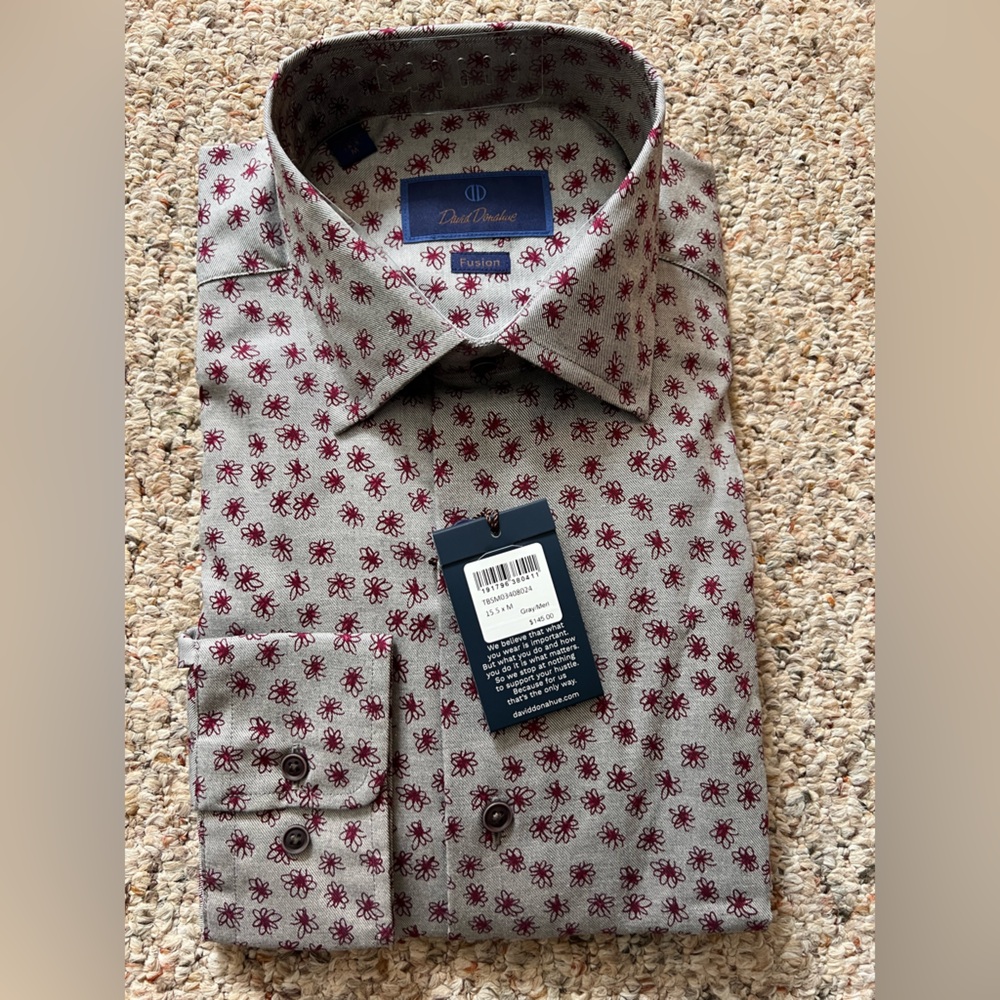 NWT David Donahue Fusion Patterned Button Up